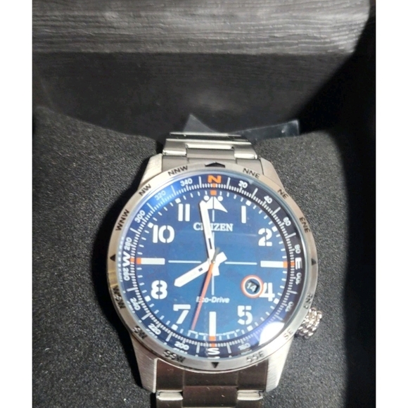 Citizen Men's Watch with Blue Dial and Silver Band BM7550-52L
